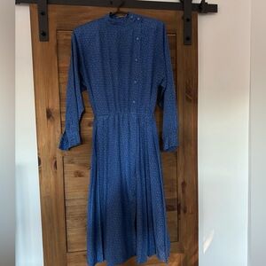Vintage 80s dress Rodier Paris dress size 38 blue